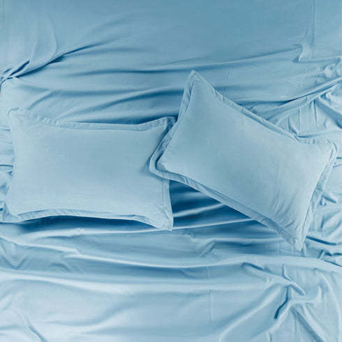Premium Flat Bedsheet Set with Pillow Covers – Blue