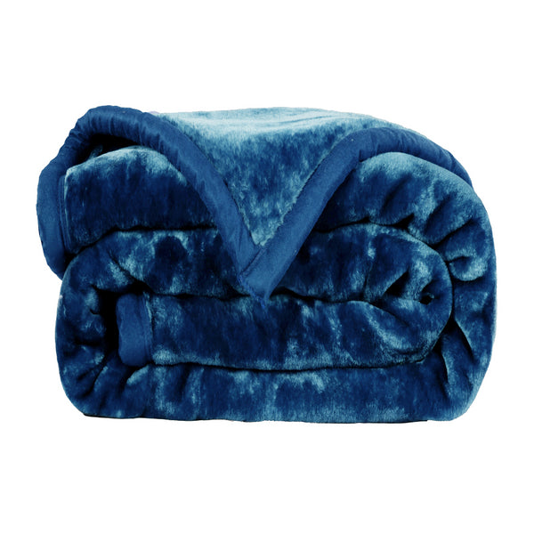 Navy Blue - Premium Double Bed Winter Mink Blanket