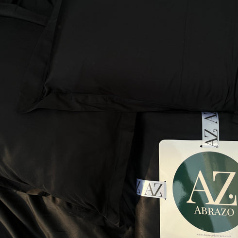 Midnight Black Flat Premium Cotton Bedsheet Set