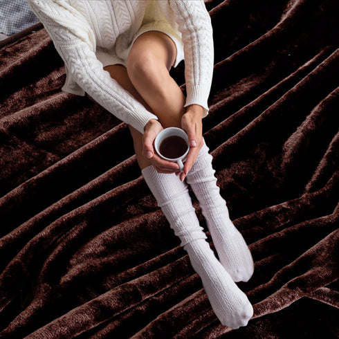 Chocolate Shade - Premium Double Bed Winter Mink Blanket