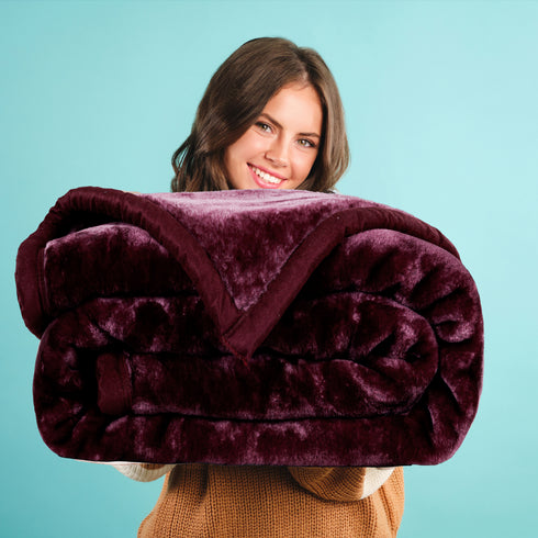 Wine Shade - Premium Double Bed Winter Mink Blanket