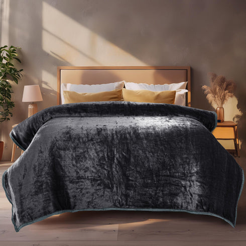 Charcoal Grey - Premium Double Bed Winter Mink Blanket