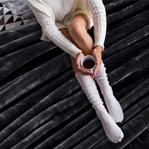 Charcoal Grey - Premium Double Bed Winter Mink Blanket