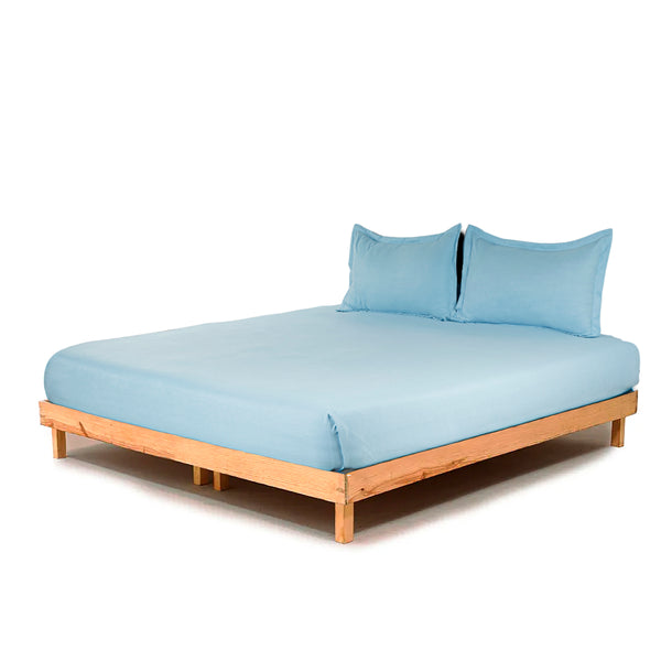 Premium Flat Bedsheet Set with Pillow Covers – Blue