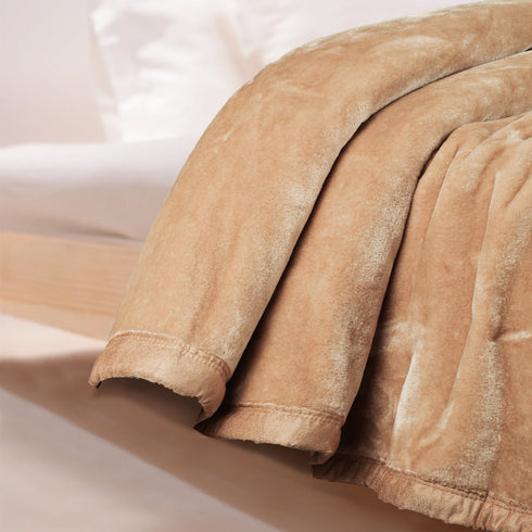 Beige Shade - Premium Double Bed Winter Mink Blanket