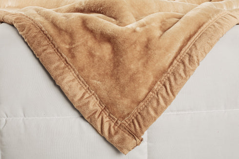 Beige Shade - Premium Double Bed Winter Mink Blanket