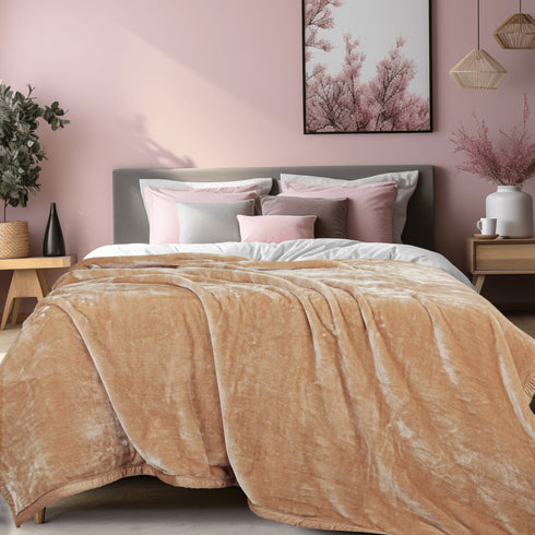 Beige Shade - Premium Double Bed Winter Mink Blanket