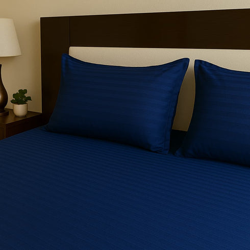 Midnight Blue - Cotton Feel Fitted Bedsheet Set