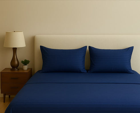 Midnight Blue - Cotton Feel Fitted Bedsheet Set