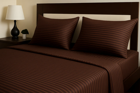 Cocoa Bean - Cotton Feel Fitted Bedsheet Set
