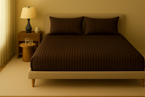 Cocoa Bean - Cotton Feel Fitted Bedsheet Set
