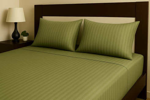 Pistachio Green - Cotton Feel Fitted Bedsheet Set