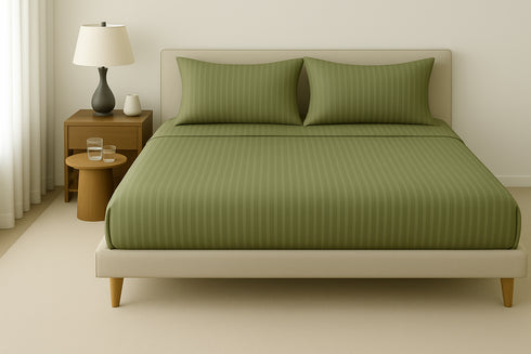 Pistachio Green - Cotton Feel Fitted Bedsheet Set