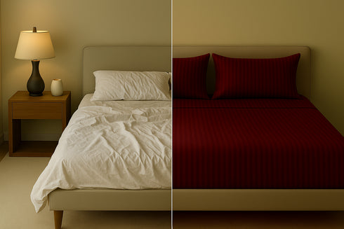 Wine Red - Cotton Feel Fitted Bedsheet Set