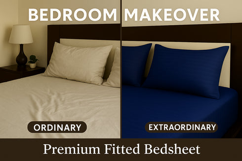Midnight Blue - Cotton Feel Fitted Bedsheet Set