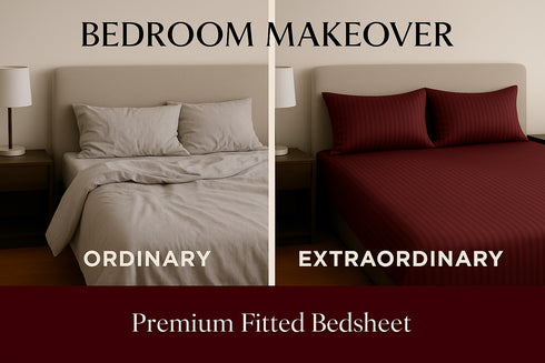 Wine Red - Cotton Feel Fitted Bedsheet Set