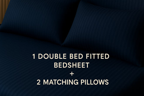 Midnight Blue - Cotton Feel Fitted Bedsheet Set