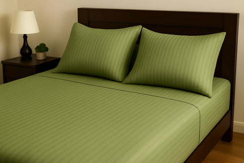 Pistachio Green - Cotton Feel Fitted Bedsheet Set