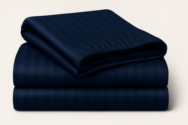 Midnight Blue - Cotton Feel Fitted Bedsheet Set