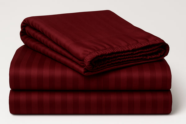 Wine Red - Cotton Feel Fitted Bedsheet Set