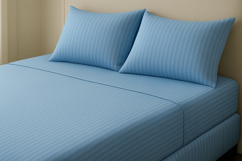 Blue Whisper - Cotton Feel Fitted Bedsheet Set
