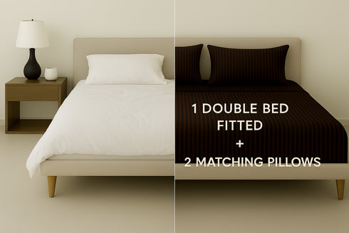 Cocoa Bean - Cotton Feel Fitted Bedsheet Set