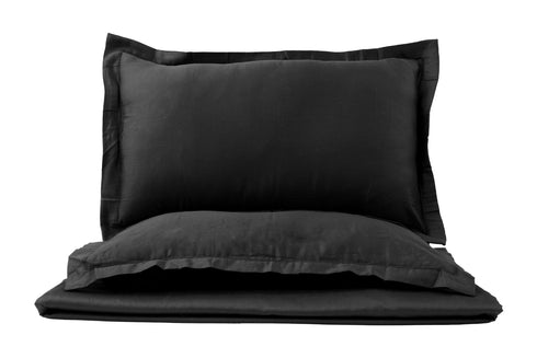 Midnight Black Flat Premium Cotton Bedsheet Set