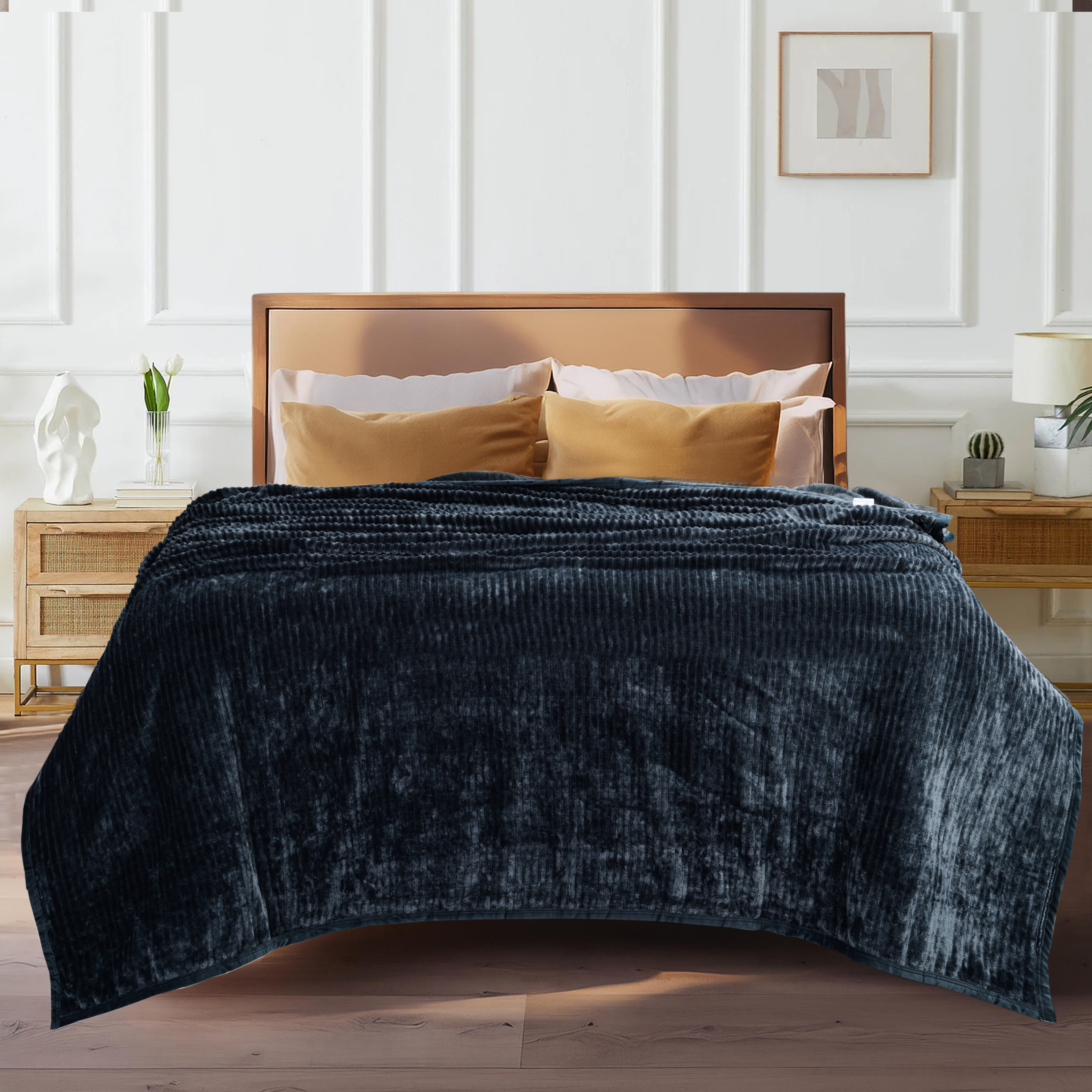 Midnight Black Plush Premium AC Blanket