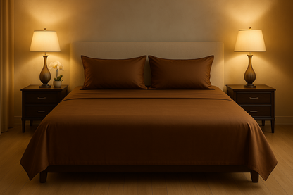 Chocolate Brown Flat Premium Cotton  Bedsheet Set