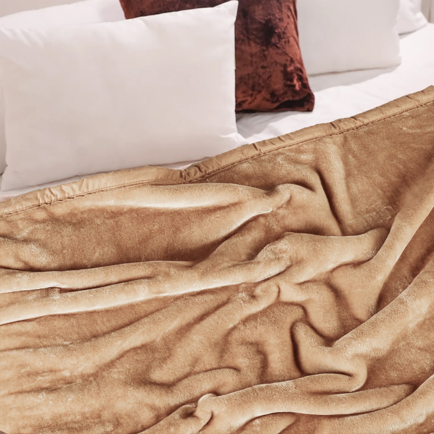 Beige Shade  Premium Double Bed Winter Mink Blanket